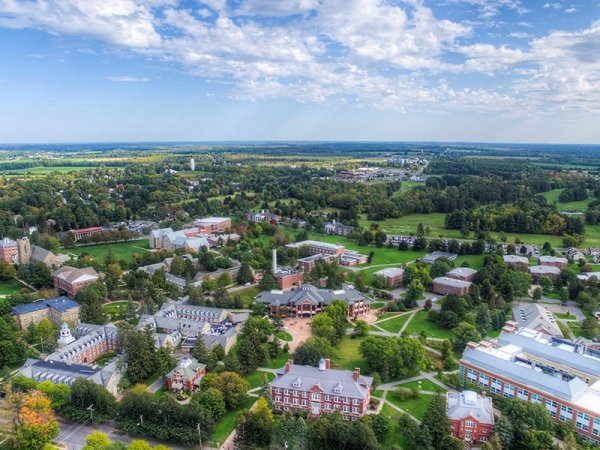 Arial of campus captured with a drone by Adam Hill.