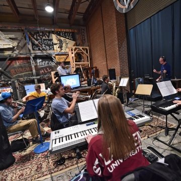 Students playing instruments