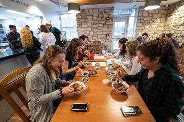 Students eating at Spartacus Cafe