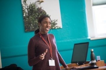 Alumna speaking to students